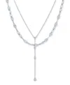 Macy's 2-pc. Set Diamond Lariat Adjustable Layered Necklaces (1/10 Ct. T.w.) In Sterling Silver In Sterling Silver