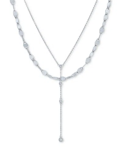 Macy's 2-pc. Set Diamond Lariat Adjustable Layered Necklaces (1/10 Ct. T.w.) In Sterling Silver