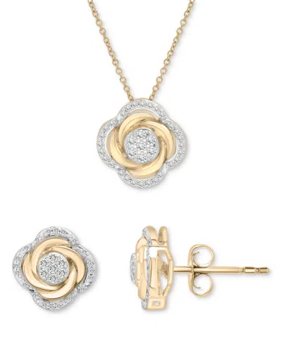 Macy's 2-pc. Set Diamond Pendant Necklace & Earrings (1/2 Ct. T.w.) In 14k Gold-plated Sterling Silver, Exc