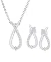 Macy's 2-pc. Set Diamond Pendant Necklace & Matching Earrings Set (1/2 Ct. T.w.) In Sterling Silver In Sterling Silver
