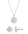Macy's 2-pc. Set Diamond Starburst Pendant Necklace & Matching Stud Earrings (1/2 Ct. T.w.) In Sterling Sil In Sterling Silver