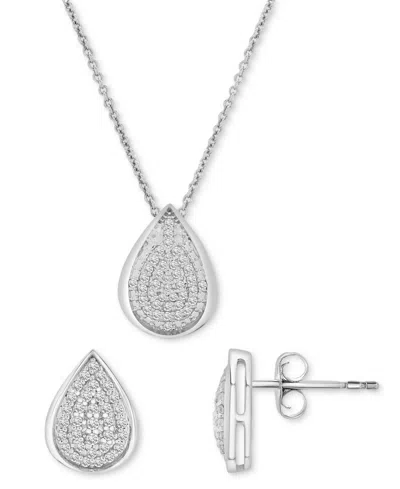 Macy's 2-pc. Set Diamond Teardrop Pendant Necklace & Earrings (1/2 Ct. T.w.) In Sterling Silver, Exclusivel