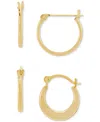 Macy's 2-pc. Set Hoop Earrings In 14k Yellow Gold In Gold