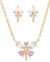 Macy's 2-pc. Set Lab Created Pink Sapphire (1/2 Ct. T.w.) & Lab Created White Sapphire (1-1/20 Ct. T.w.) Dr In 14k Yellow Gold Plated Sterling Silver