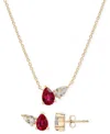 Macy's 2-pc. Set Lab-created Ruby (1-1/2 Ct. T.w.) & Lab-created White Sapphire Pear Duo Pendant Necklace & In Ruby