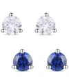Macy's Lab Grown 2-pc. Set Lab Grown Blue Sapphire (1/3 Ct. T.w.) & Lab Grown White Sapphire (1/3 Ct. T.w.) In Blue Sapphire