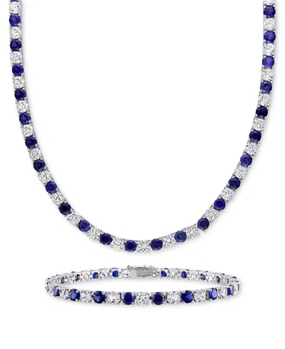 Macy's 2-pc. Set Lab-grown Blue Sapphire (23-3/4 Ct. T.w.) & Lab-grown White Sapphire (23-3/8 Ct. T.w.) Col
