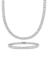 Macy's 2-pc. Set Lab-grown Blue Sapphire (23-3/4 Ct. T.w.) & Lab-grown White Sapphire (23-3/8 Ct. T.w.) Col In White Sapphire