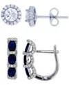 Macy's 2-pc. Set Lab-grown Spinel (2 Ct. T.w.) & Cubic Zirconia Halo Stud & Three Stone Leverback Earrings In Blue Spinel