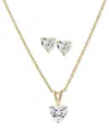 Macy's 2-pc. Set Lab Grown White Sapphire Heart Pendant Necklace & Matching Stud Earrings (2-1/5 Ct. T.w.) 