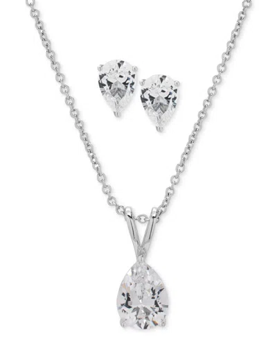 Macy's 2-pc. Set Lab Grown White Sapphire Pear Pendant Necklace & Matching Stud Earrings (2-1/5 Ct. T.w.) I