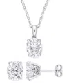 Macy's 2-pc. Set Moissanite (6 Ct. T.w.) Oval Stud Earrings & Pendant 18" Necklace In Sterling Silver In Moissanite