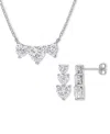 Macy's 2-pc. Set Moissanite Triple Heart Pendant Necklace & Matching Stud Earrings (5-1/2 Ct. T.w.) In Ster In Moissanite