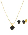 Macy's 2-pc. Set Onyx Heart Pendant Necklace & Matching Stud Earrings In 10k Gold In Onyx
