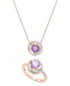 Macy's 2-pc. Set Pink Amethyst (1-1/2 Ct. T.w.) & Diamond Accent Spiral Pendant Necklace & Matching Ring In In Amethyst