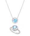 Macy's 2-pc. Set Pink Amethyst (1-1/2 Ct. T.w.) & Diamond Accent Spiral Pendant Necklace & Matching Ring In In Blue Topaz