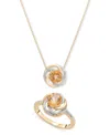 Macy's 2-pc. Set Pink Amethyst (1-1/2 Ct. T.w.) & Diamond Accent Spiral Pendant Necklace & Matching Ring In In Citrine