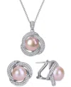 Macy's 2-pc. Set Pink Cultured Freshwater Pearl (9-1/2mm In Silver