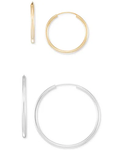 Macy's 2-pc. Set Polished Endless Small & Medium Hoop Earrings In Multi