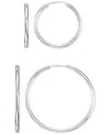 Macy's 2-pc. Set Polished Endless Small & Medium Hoop Earrings In Silver