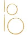 Macy's 2-pc. Set Polished Endless Wire Small Hoop Earrings In 10k Gold In Gold