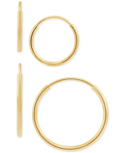 Macy's 2-pc. Set Polished Endless Wire Small Hoop Earrings In 10k Gold
