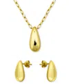 Macy's 2-pc. Set Polished Teardrop Pendant Necklace & Matching Stud Earrings In Gold