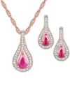 Macy's 2-pc. Set Ruby (1 Ct. T.w.) & Diamond (1/20 Ct. T.w.) Pendant Necklace & Matching Drop Earrings In S In Ruby