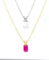 Macy's 2-pc. Set Ruby (5/8 Ct. T.w.) & White Topaz (5/8 Ct. T.w.) Solitaire 18" Pendant Necklaces In Sterli In Ruby
