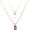 Macy's 2-pc. Set Ruby (5/8 Ct. T.w.) & White Topaz (5/8 Ct. T.w.) Solitaire 18" Pendant Necklaces In Sterli In Amethyst