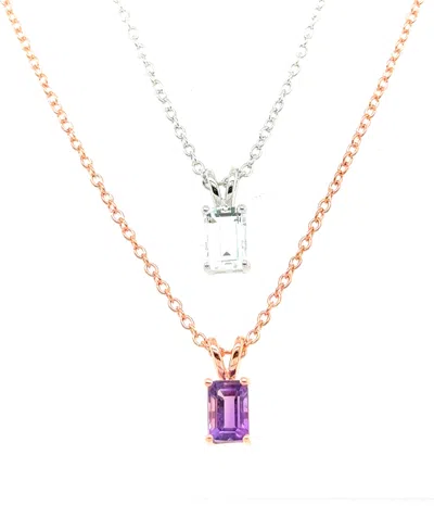 Macy's 2-pc. Set Ruby (5/8 Ct. T.w.) & White Topaz (5/8 Ct. T.w.) Solitaire 18" Pendant Necklaces In Sterli In Amethyst