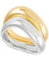 Macy's 2-pc. Set Wavy Polished Stack Rings In Sterling Silver & 14k Gold-plate In Gold Over Silver