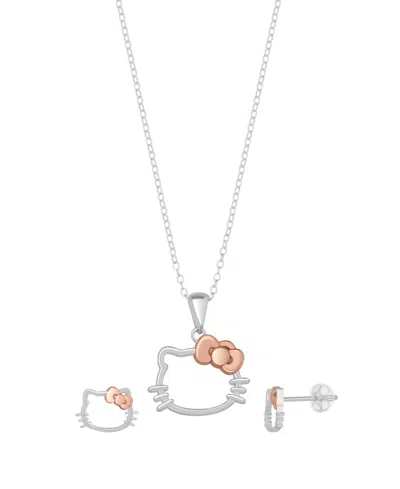 Macy's 2-pc. Two-tone Hello Kitty Necklace And Earrings Set In Sterling Silver