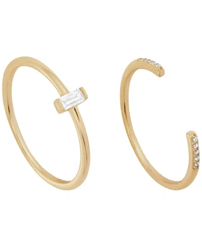 Macy's 2-piece Cubic Zirconia Open Stackable Ring Set (0.23 Ct. T.w.) In Gold Over Sterling Silver