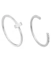 Macy's 2-piece Cubic Zirconia Open Stackable Ring Set (0.23 Ct. T.w.) In Sterling Silver In Metallic