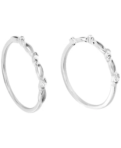 Macy's 2-piece Cubic Zirconia Ring Set (0.12 Ct. T.w.) Over Sterling Silver In Metallic