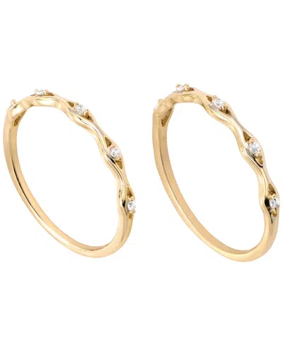 Macy's 2-piece Cubic Zirconia Stackable Ring Set (0.15 Ct. T.w.) In Gold Over Sterling Silver