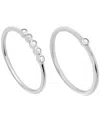 Macy's 2-piece Cubic Zirconia Stackable Ring Set (0.17 Ct. T.w.) In Sterling Silver In White