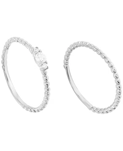 Macy's 2-piece Cubic Zirconia Stackable Ring Set (0.27 Ct. T.w.) In Sterling Silver In Metallic