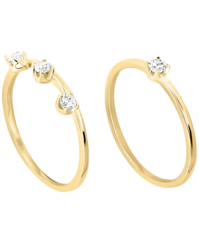 Macy's 2-piece Cubic Zirconia Stackable Ring Set (0.48 Ct. T.w.) In Gold Over Sterling Silver
