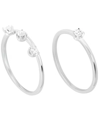 Macy's 2-piece Cubic Zirconia Stackable Ring Set (0.48 Ct. T.w.) In Sterling Silver In White
