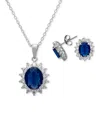 Macy's 2-piece Set Lab Grown White Opal (1.50 Ct. T.w.) And White Sapphire (3-1/5 Ct. T.w.) Lady Di Pendant In Metallic