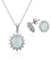 Macy's 2-piece Set Lab Grown White Opal (1.50 Ct. T.w.) And White Sapphire (3-1/5 Ct. T.w.) Lady Di Pendant In Metallic