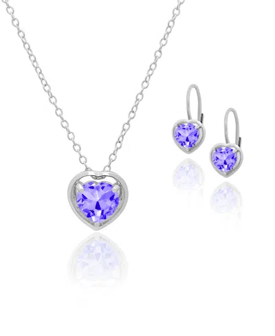 Macy's 2-pc. Blue Topaz Heart Pendant Necklace & Earrings Set (5.40 Ct. T.w.) In Sterling Silver In Purple