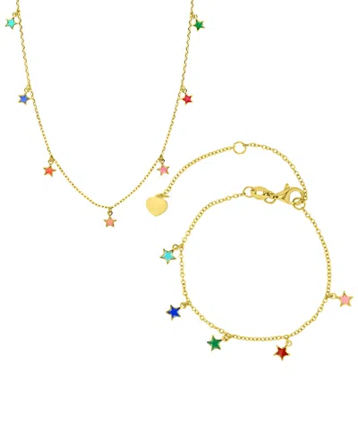 Macy's 2-pc. Necklace And Bracelet Set In 14k Yellow Gold Over Sterling Silver