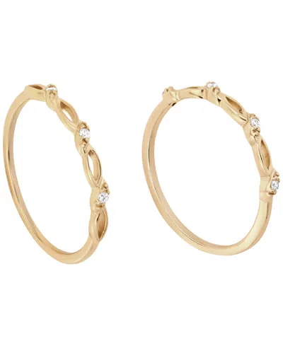 Macy's 2-piece Cubic Zirconia Ring Set (0.12 Ct. T.w.) Over Sterling Silver In Gold
