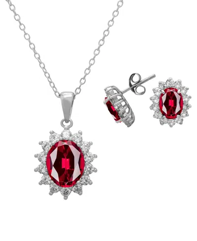 Macy's 2-piece Lab Grown White Sapphire (6.32 Ct. T.w.) Pendant Necklace And Earrings Set In Sterling Silve In Metallic