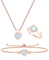 Macy's 3-pc. Set Amethyst (2-1/8 Ct. T.w.) & Lab-grown White Sapphire (1/3 Ct. T.w.) Heart Ring, Pendant & In Opal