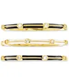 Macy's 3-pc. Set Cubic Zirconia & Enamel Stack Rings In Gold Over Silver