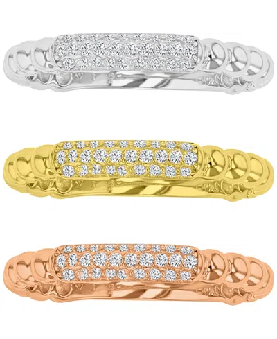 Macy's 3-pc. Set Cubic Zirconia Pave Textured Rings In Gold